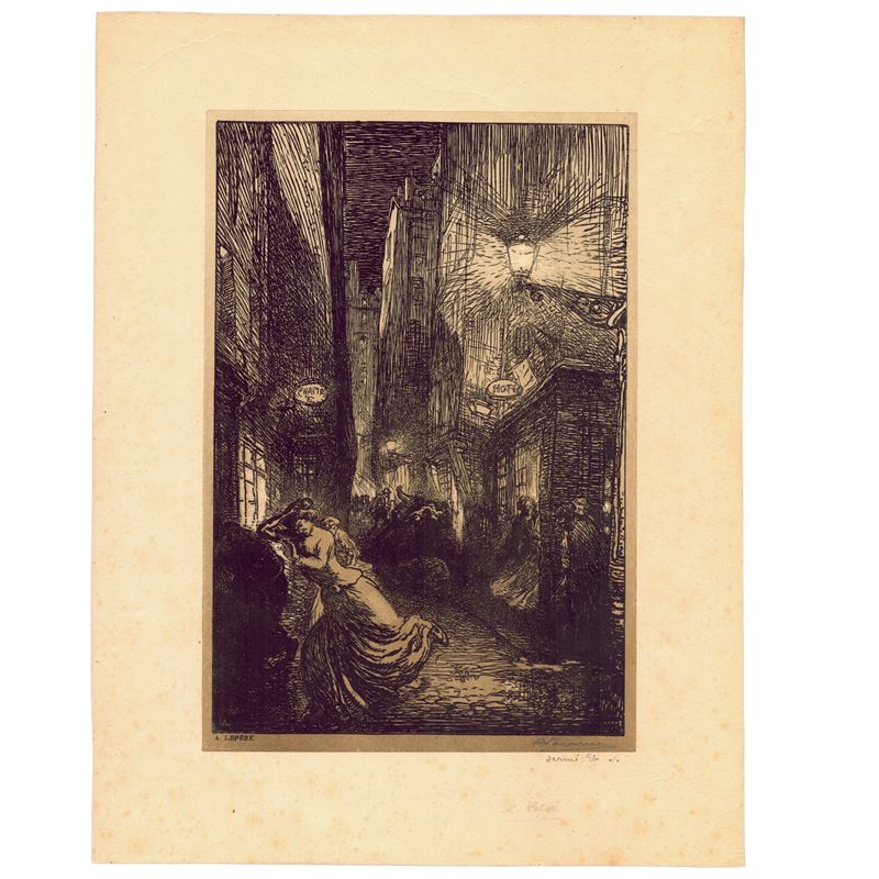 Auguste Lepère - La rafle - Xilografia a chiaroscuro del 1910