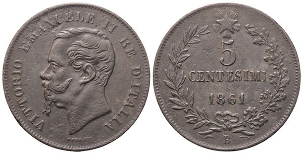 BOLOGNA. Regno d'Italia. Vittorio Emanuele II (1861-1878). 5 Centesimi 1861; Cu (5,02 g; 24,5 mm)