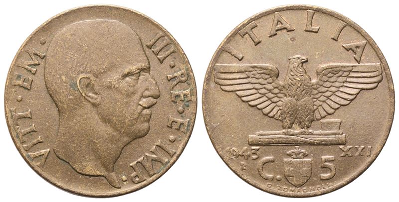 Vittorio Emanuele III, 5 Centesimi 1943 (Regno d’Italia), Ba, 2,95 g