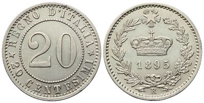 Regno d’Italia, Umberto I, 20 Centesimi 1895