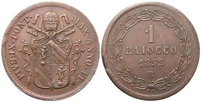 Pio IX (1846-1870), Baiocco pontificio 1852