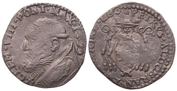 STATO PONTIFICIO. Ferrara. Clemente VIII (1592-1605). Quattrino 1599; Æ (2,50 g; 20 mm)