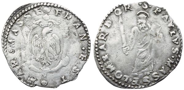 MASSA LOMBARDA. Francesco d'Este (1550-1578). Mezzo Giulio; Ag (1,60 g; 23,4 mm)