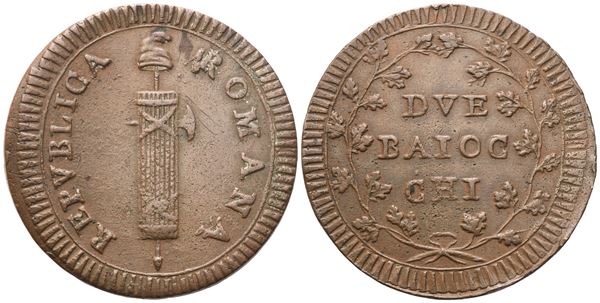ROMA. Prima Repubblica Romana (1798-1799). 2 Baiocchi; Cu (18,30 g; 35,5 mm)