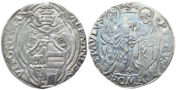 STATO PONTIFICIO. Roma. Alessandro VI (1492-1503). Grosso; Ag (3,10 g; 25,4 mm)