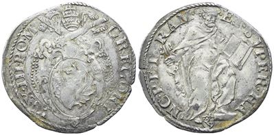 Giulio (secolo XVI), Medaglia/giulio di Gregorio XIII (1572-1585), Ag, 27,4 mm