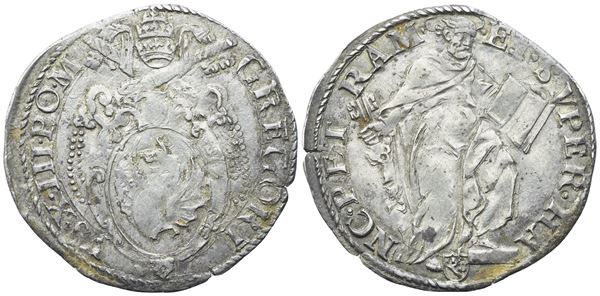 STATO PONTIFICIO. Roma. Gregorio XIII (1572-1585). Giulio; Ag (3,12 g; 27,4 mm)