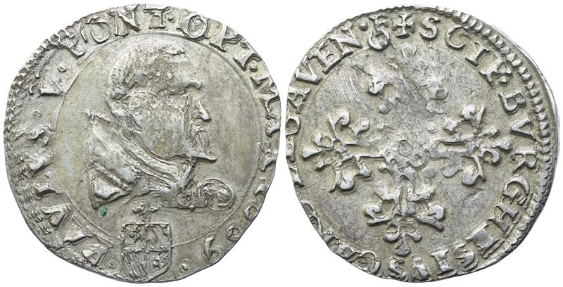 Paolo V, STATO PONTIFICIO: Mezzo Franco (Avignone), 1609, argento