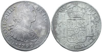 Messico, Carlo IV (1788-1808) – 8 Reales 1792, argento