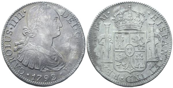 MESSICO. Carlo IV (1788-1808). 8 Reales 1792; Ag (25,03 g; 38 mm)