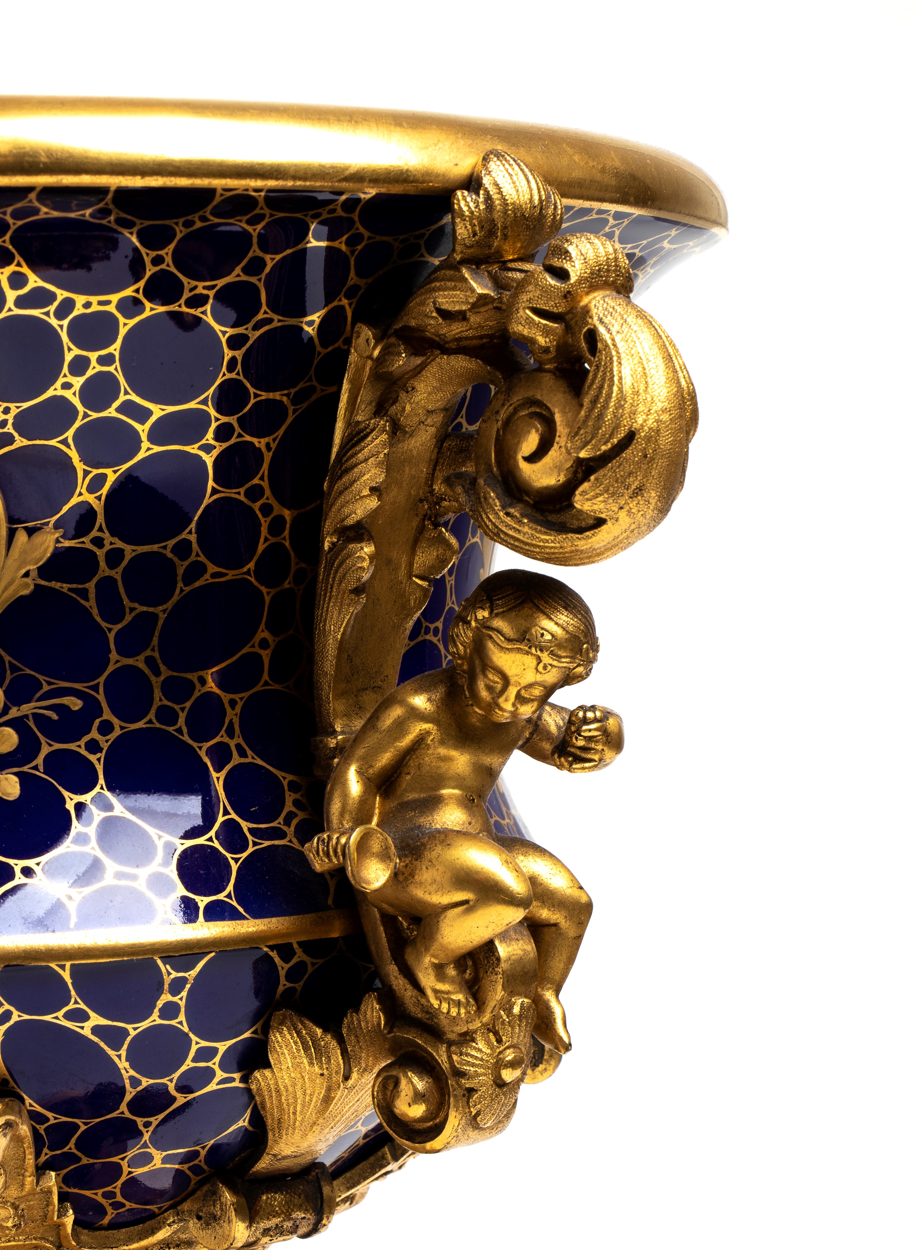 Centrotavola francese in bronzo e porcellana