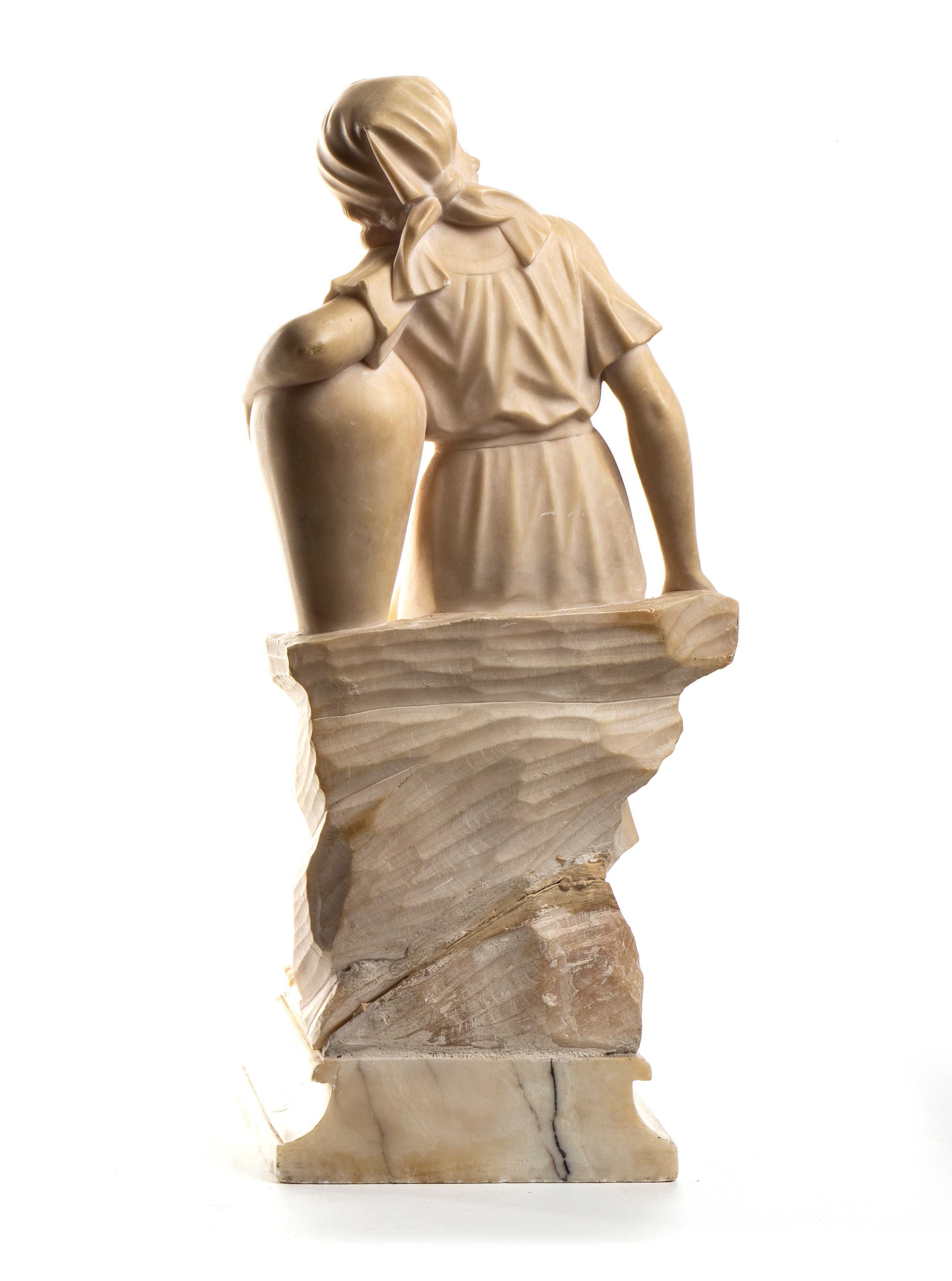 Scultura francese, donna portatrice d’acqua in alabastro, XIX secolo
