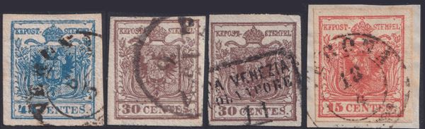 Lombardy Veneto - Batonè paper, a splendid set of 4 examples