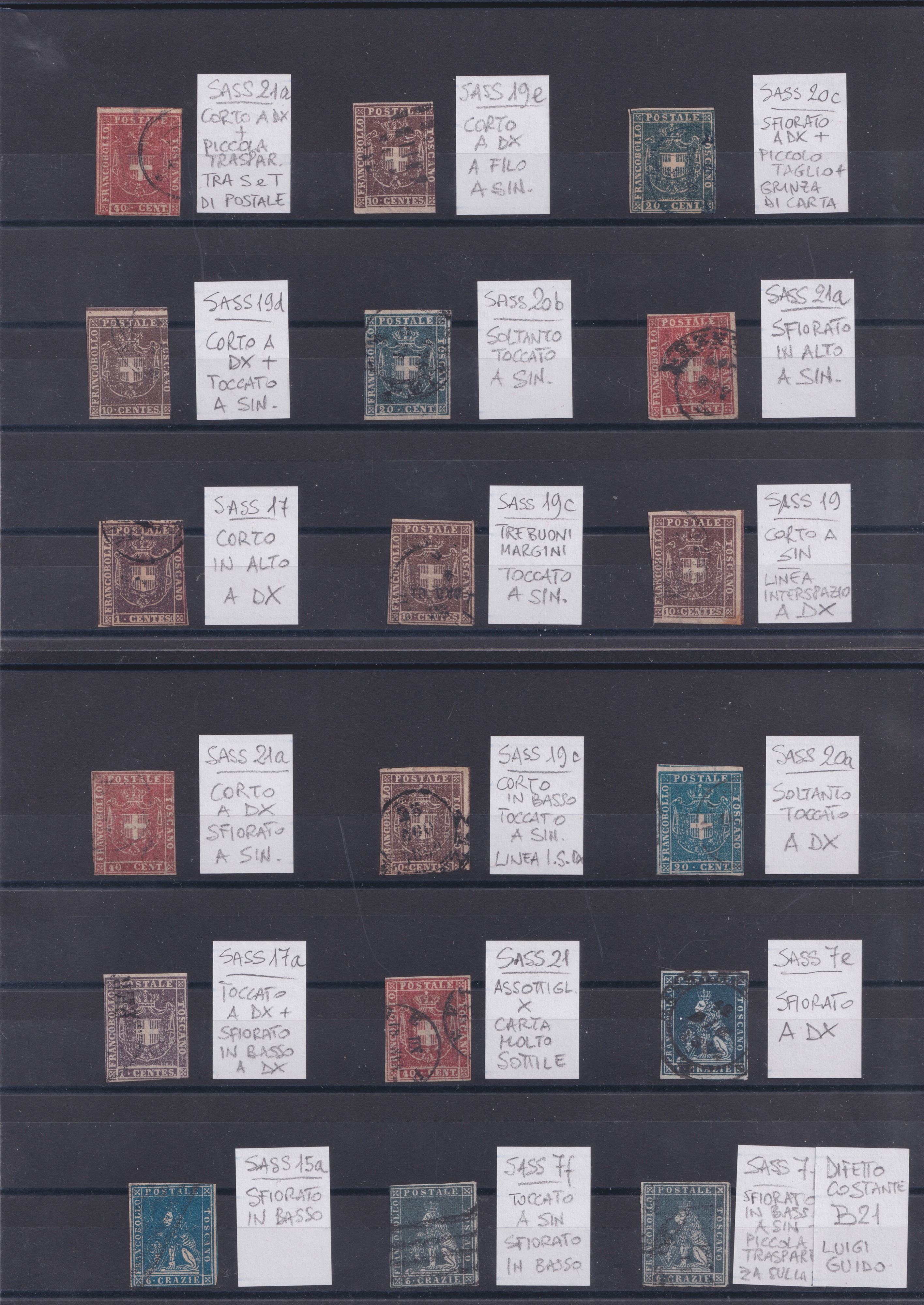 Italia, Toscana, insieme di due emissioni filateliche (1851)