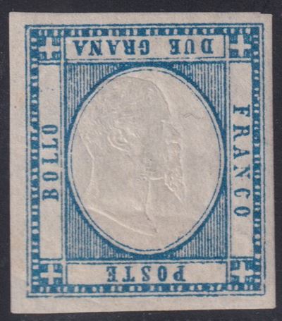 Certificato Biondi, 1861 — 2 gr. azzurro con effigie capovolta (prov. napoletane)