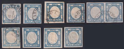 Provinciali Napoletane, serie di 10 esemplari 2 gr — piccolo studio dei colori