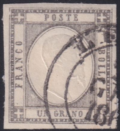 Prov. Napoletane, francobollo 1 grigio n. 19 da usato (1861)