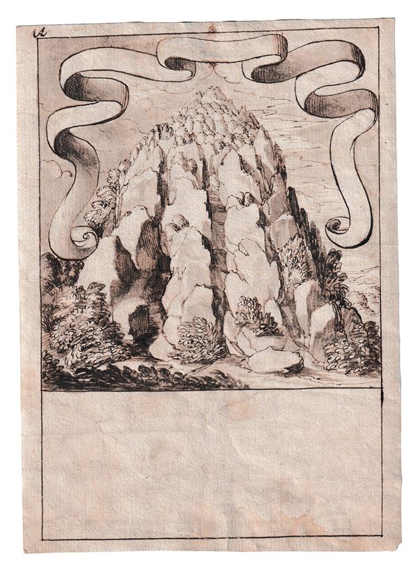 Schizzo per un emblema con montagna