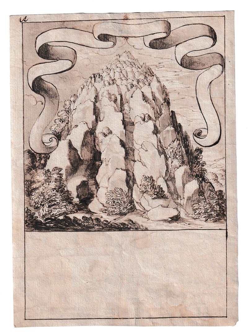 Schizzo per un emblema con una montagna