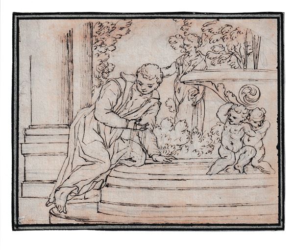 Studio con un giovane ragazzo alla fontana