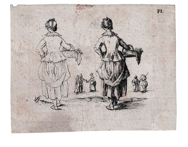 Due donne di schiena, da Jacques Callot