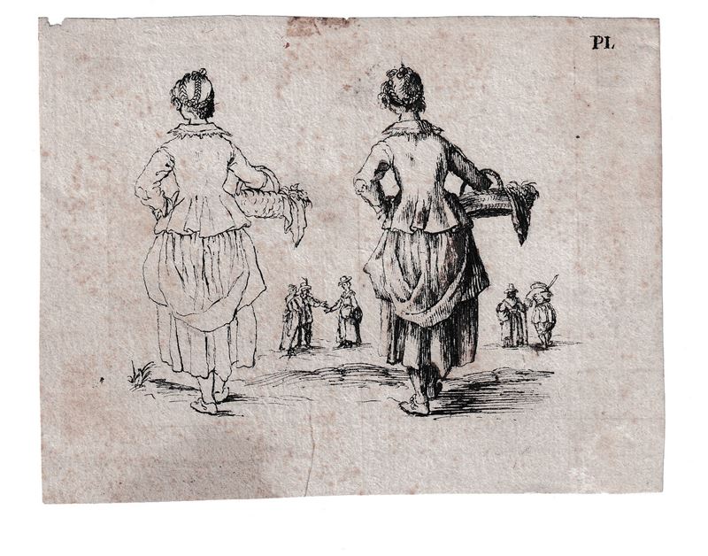 Due donne di schiena, da Jacques Callot