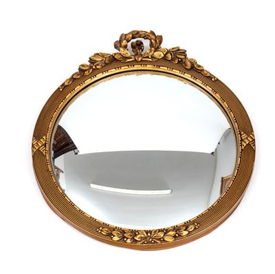 Specchiera ovale in legno intagliato e dorato, Francia, XX secolo