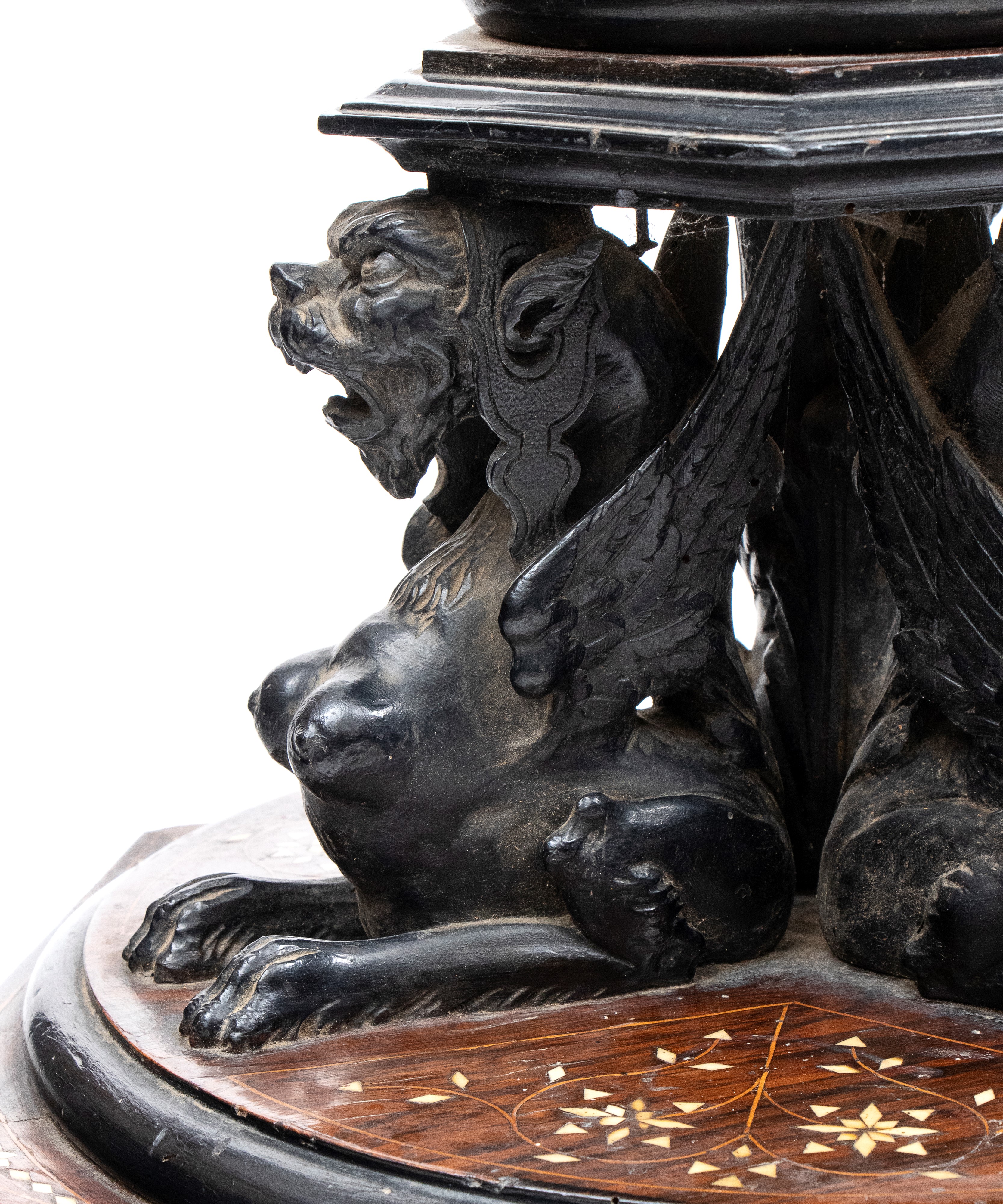 Colonna porta vaso intarsiata