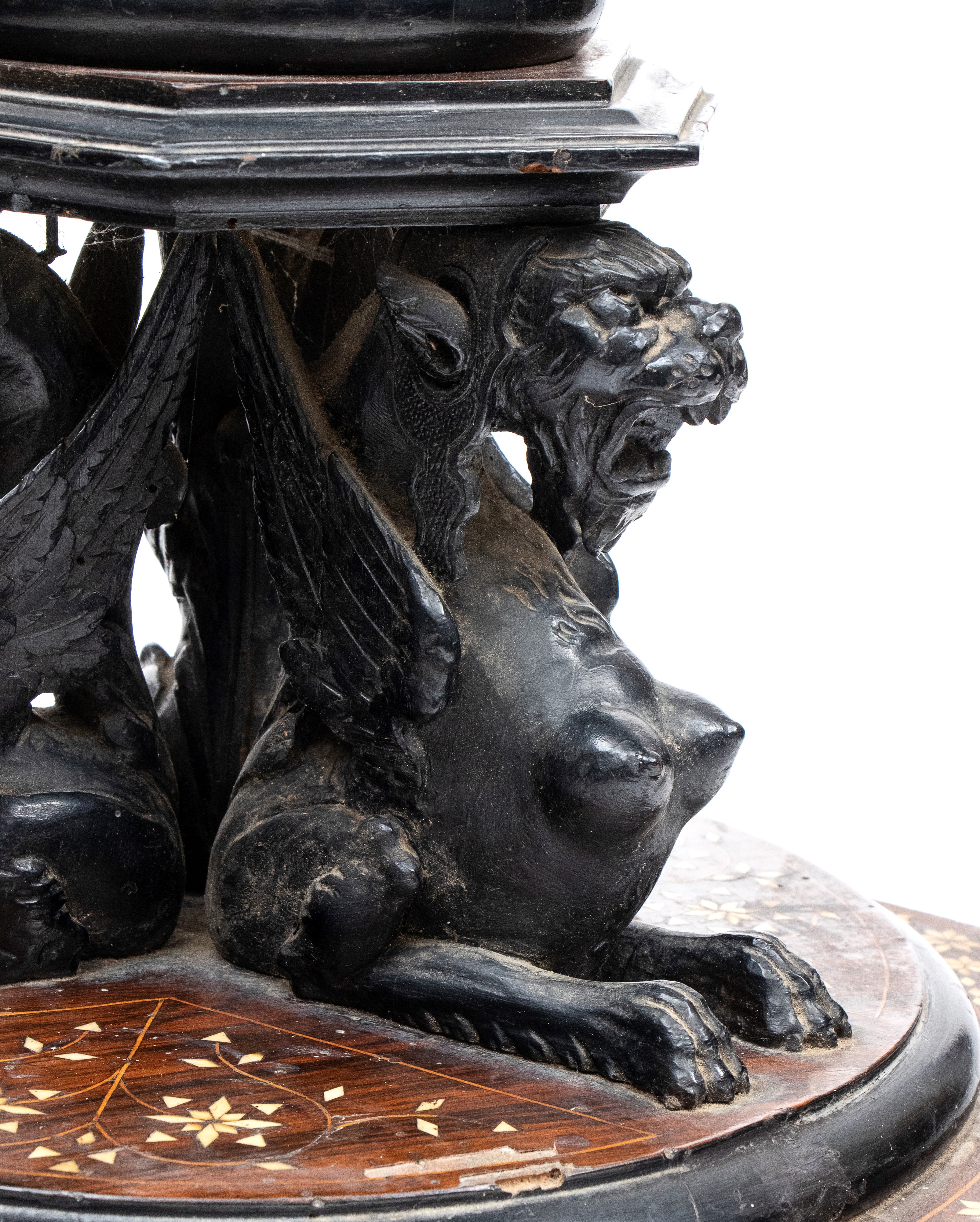 Colonna porta vaso intarsiata