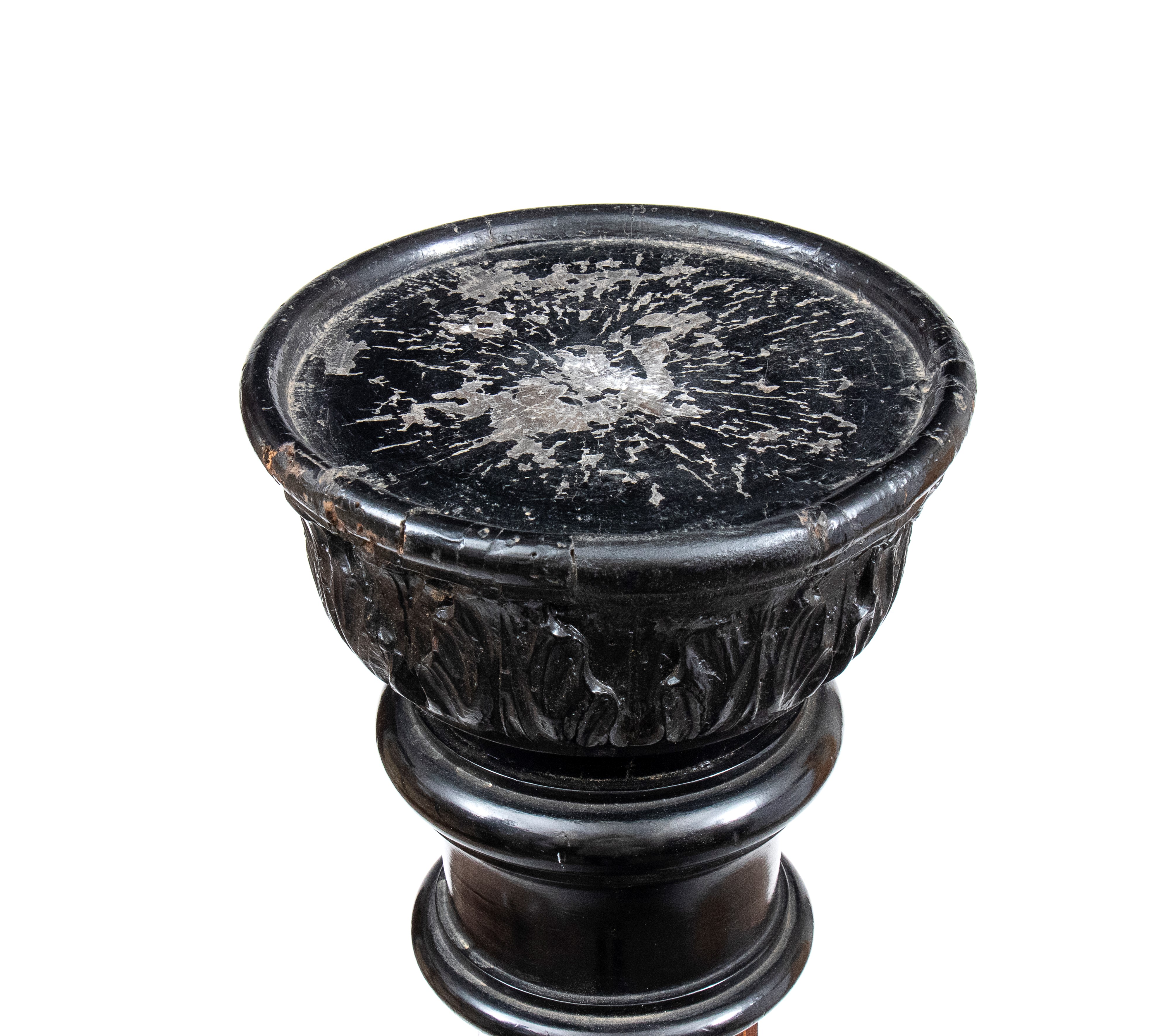 Colonna porta vaso intarsiata