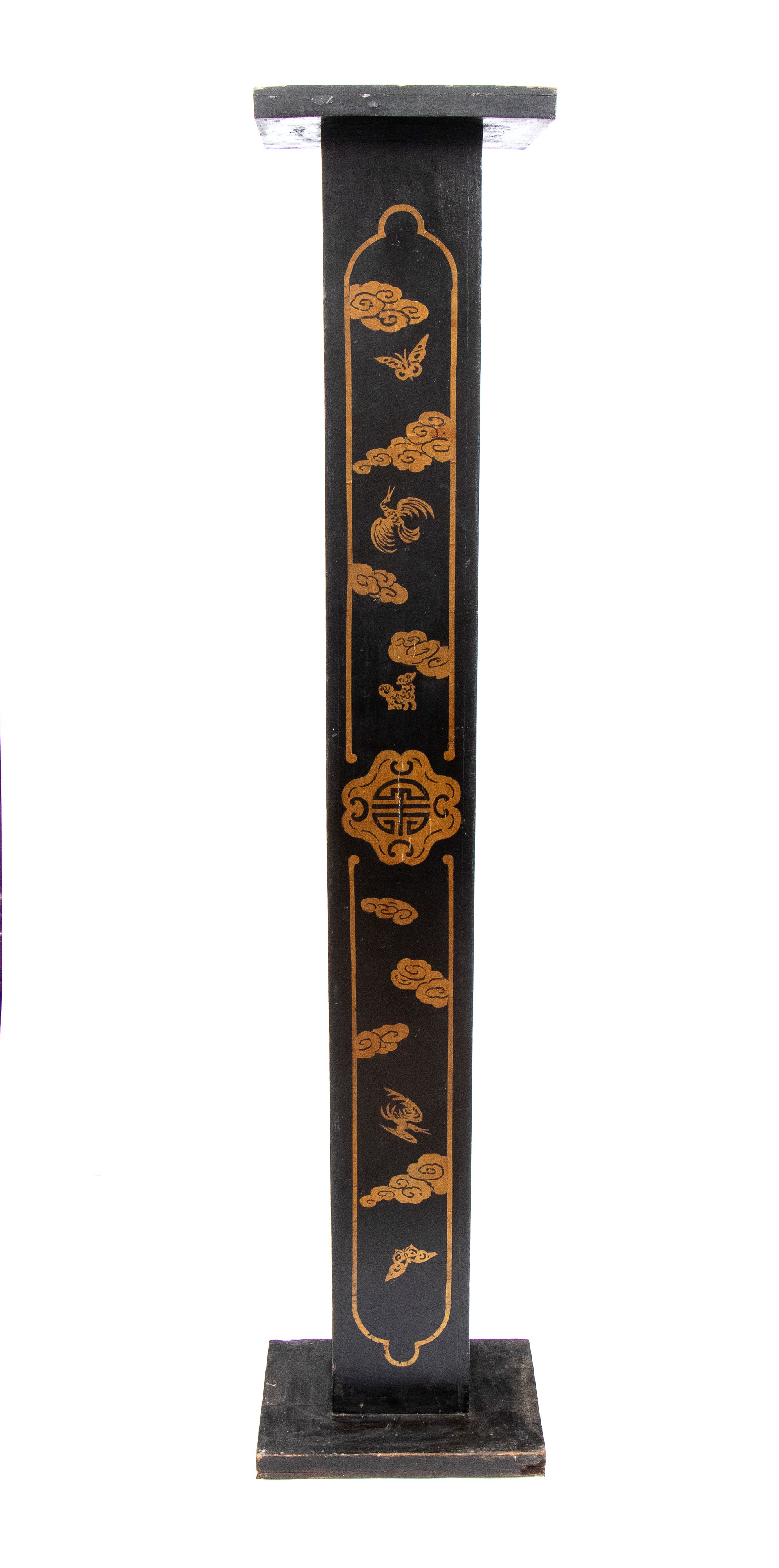 XIX secolo, colonna laccata a chinoiserie