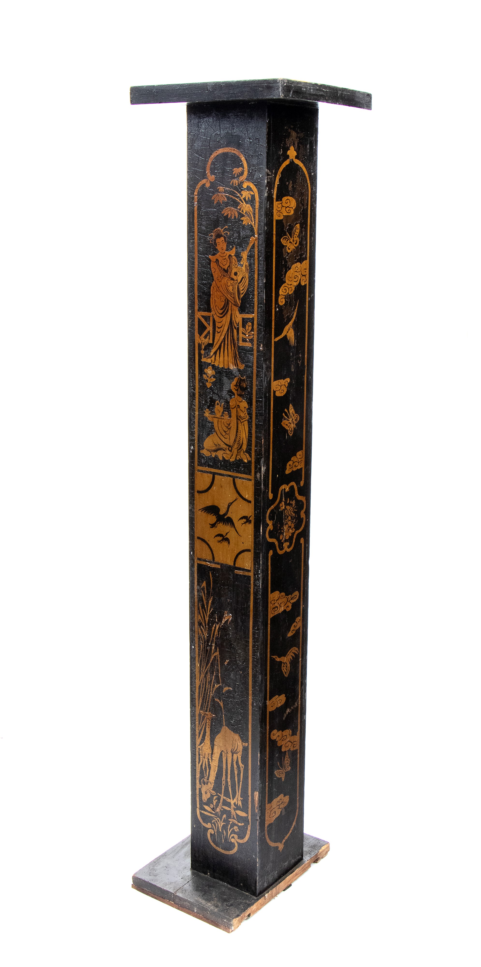 XIX secolo, colonna laccata a chinoiserie