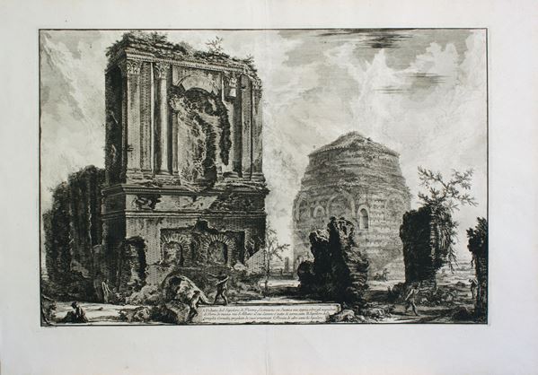 Giovanni Battista Piranesi - Veduta del Sepolcro di Pisone Liciniano su l'antica via Appia