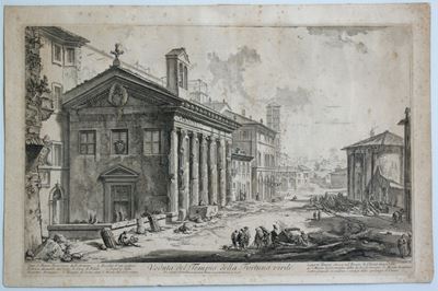 Veduta del Tempio della Fortuna virile, acquaforte