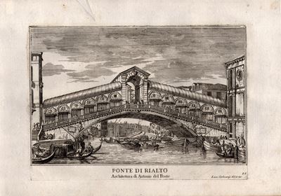 Ponte di Rialto | Veduta della Zecca | Palazzo Leze, acquaforte