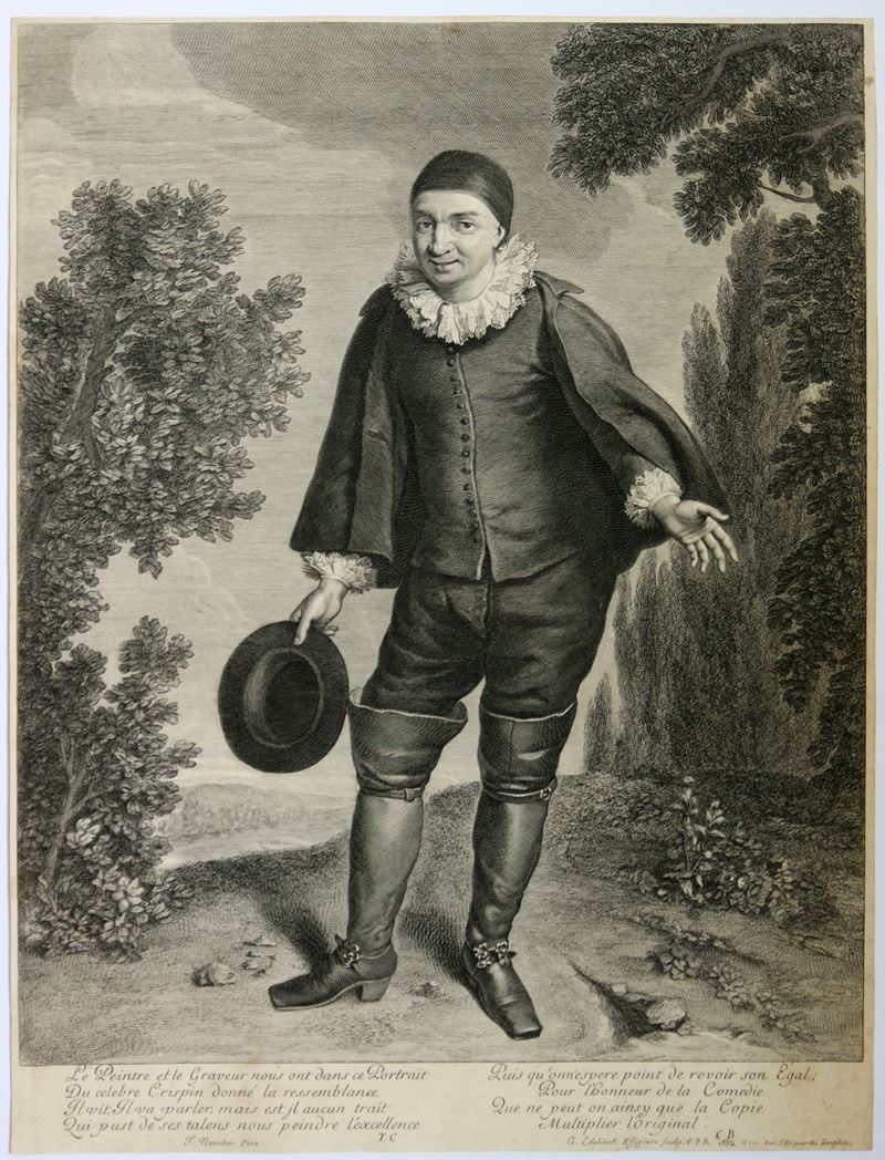 “Le comédien Raimond Poisson en habit de Crispin