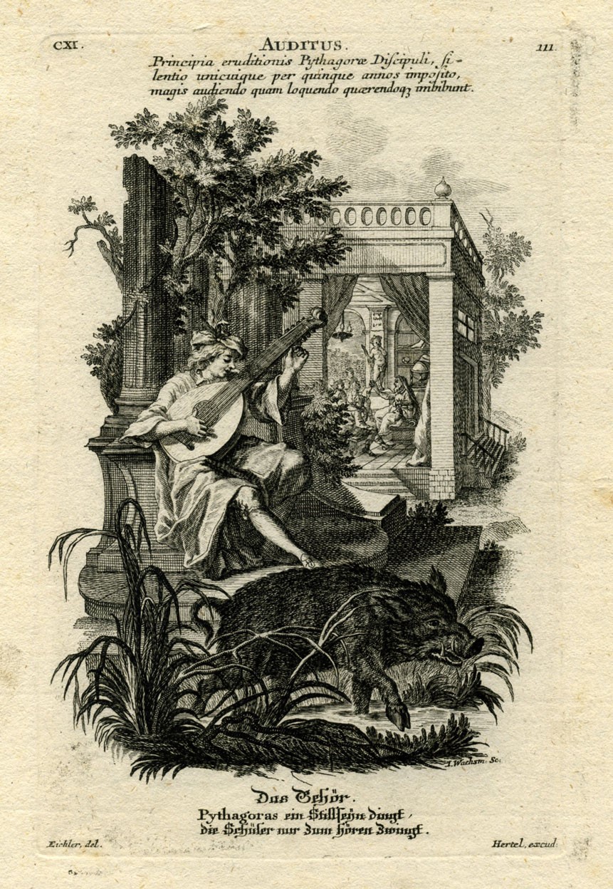 Jeremias Wachsmuth - Allegorie dei Cinque Sensi, acquaforte