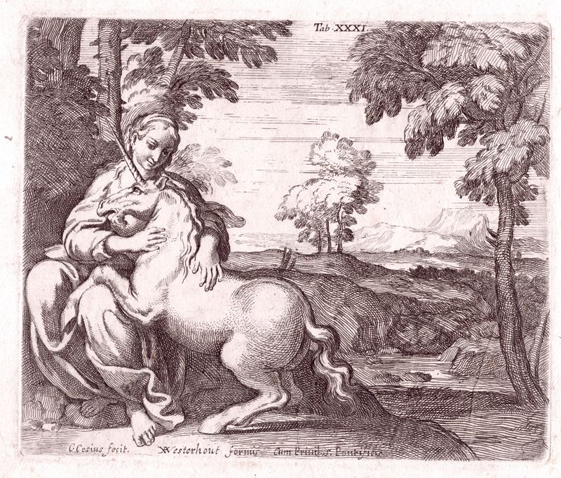 La fanciulla e l'Unicorno, da Annibale Carracci