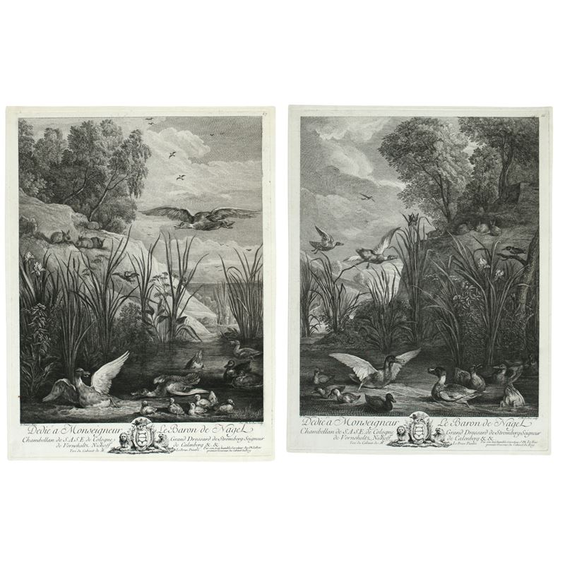Jacques Philippe Lebas - Les Canards (Serie di due incisioni)
