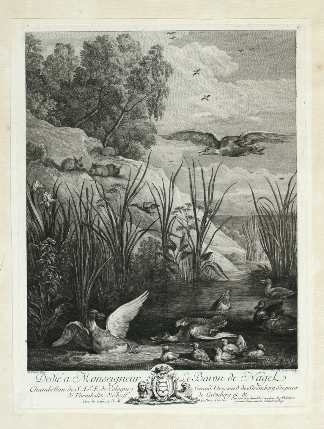 Jacques Philippe Lebas - Les Canards (Serie di due incisioni)