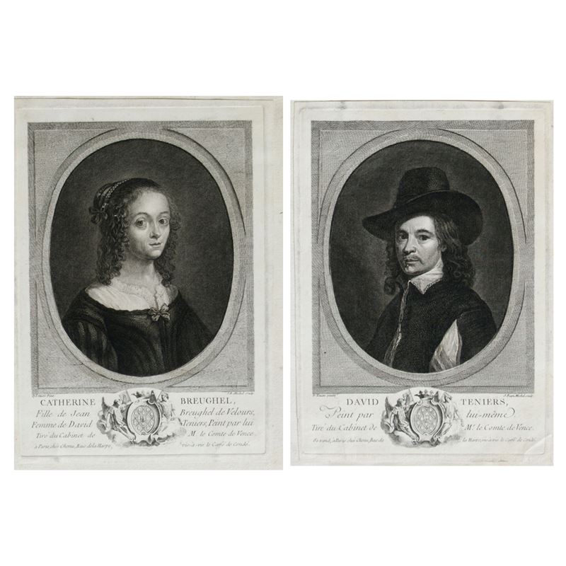 Jean Baptiste Michel - Lotto di due incisioni, acquaforte e maniera punteggiata