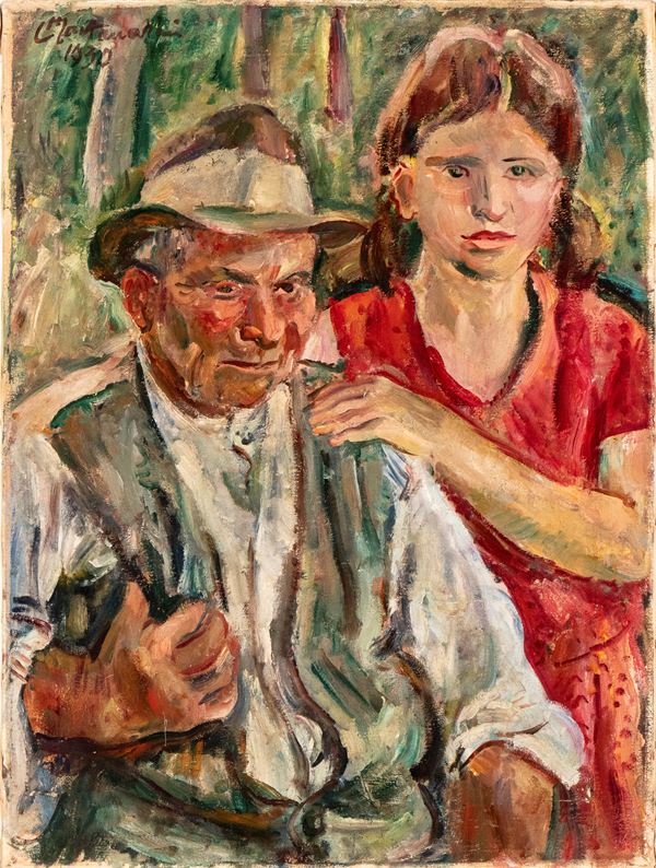 Portrait of an Elderly Man with a Little Girl