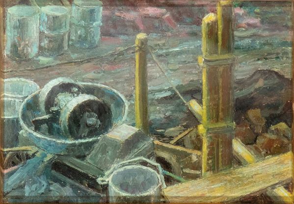 GIOVANNI BATTISTA CREMA - Construction site at night