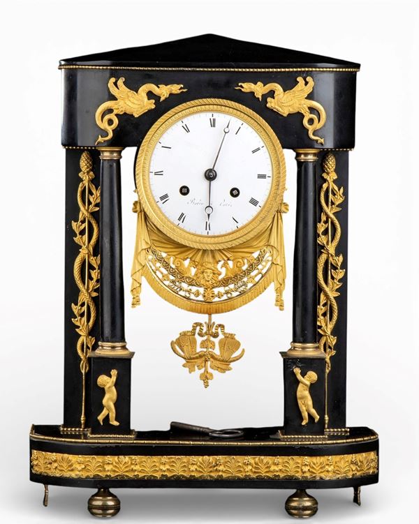 Black Belgian marble mantel clock