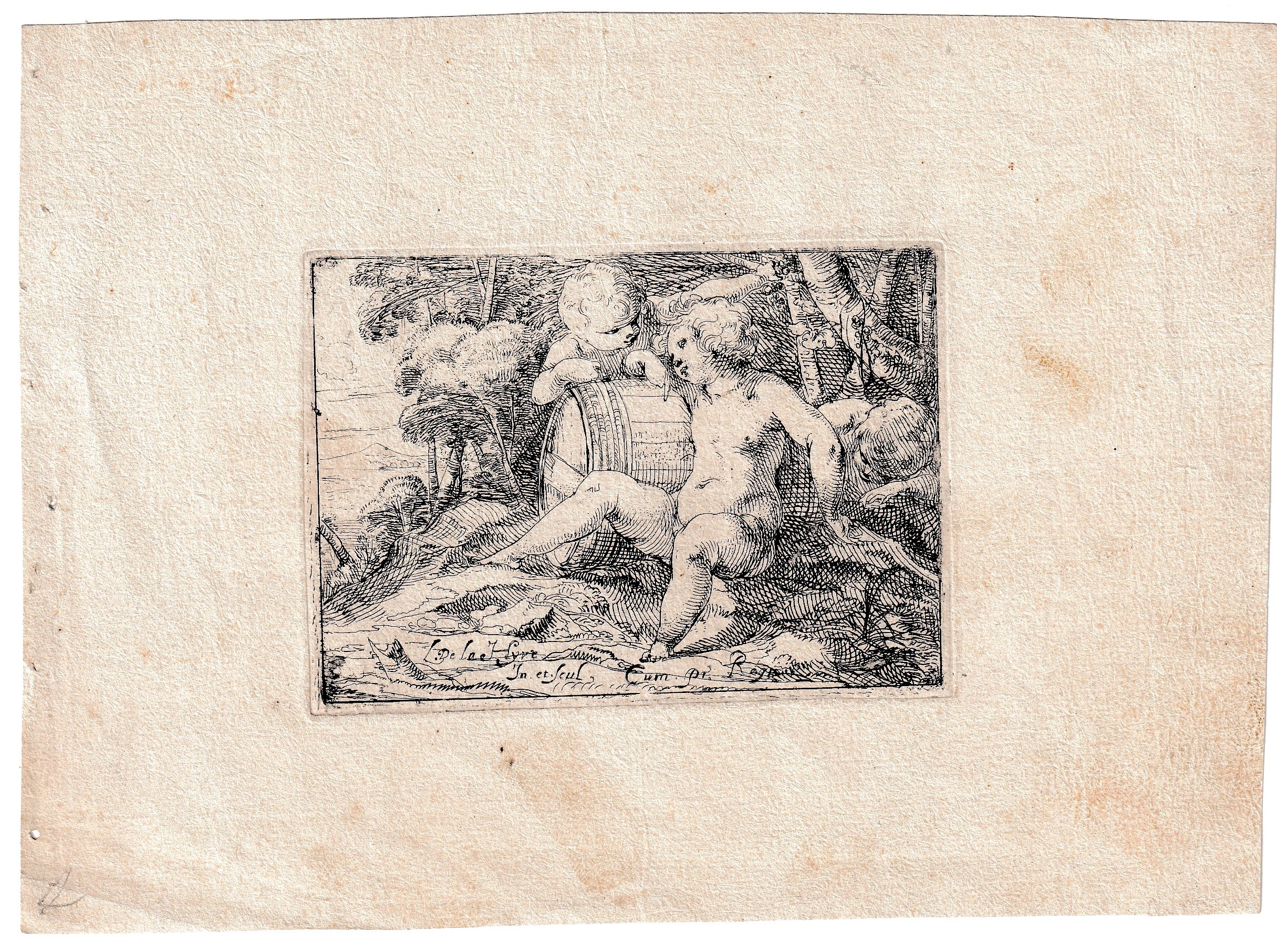 Tre putti con una botte di vino