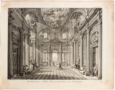 Veduta interna di Palazzo Spinola a Genova (Architecture, Sallon), acquaforte