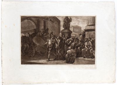 Scena con soldati romani e quadriga, acquaforte e acquatinta