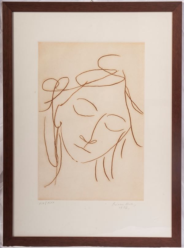 Woman's face, multiple on paper