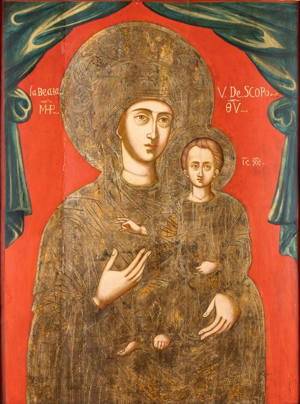 Icon depicting the Virgin Skopiotissa (or Virgin of Mount Skopos)