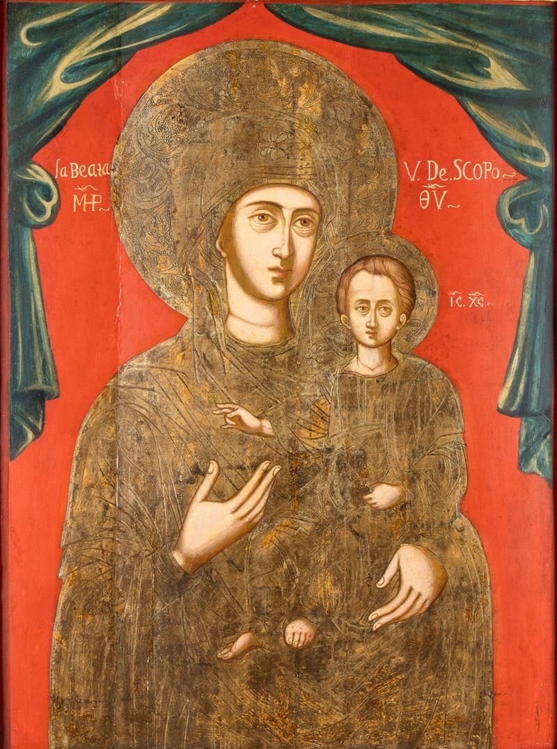 Icona della Vergine Skopiotissa, tempera su tavola (XVIII secolo)